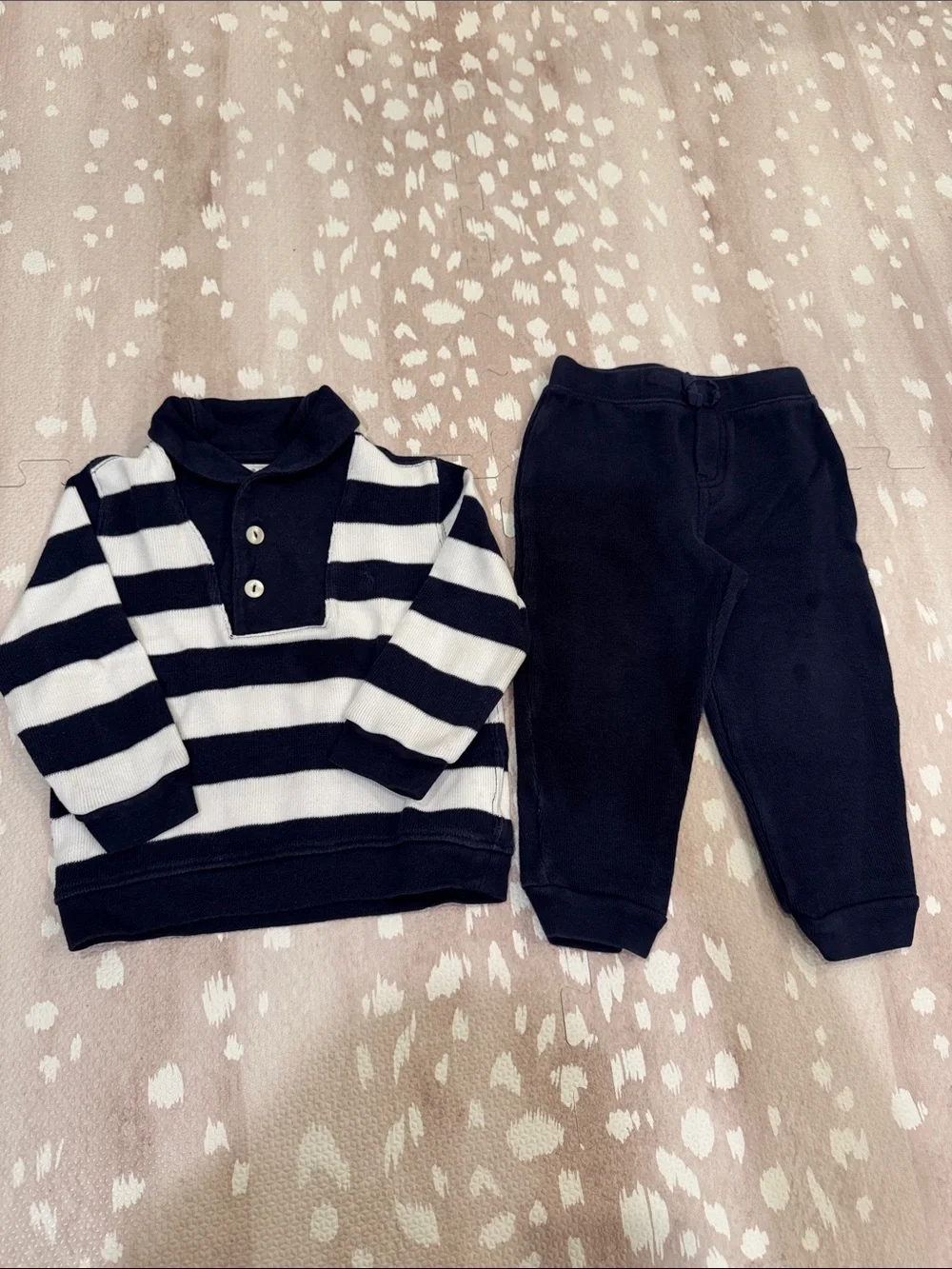 Ralph Lauren Boys 24M Striped Shawl Collar Sweater & Pants Set